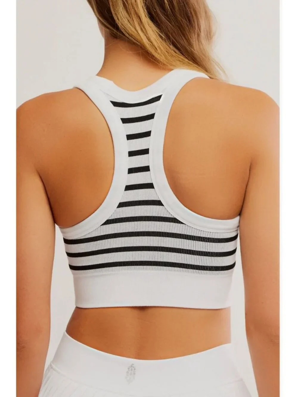 Free People FP Movement Go To Striped Sports Bra Black White M/L NWT